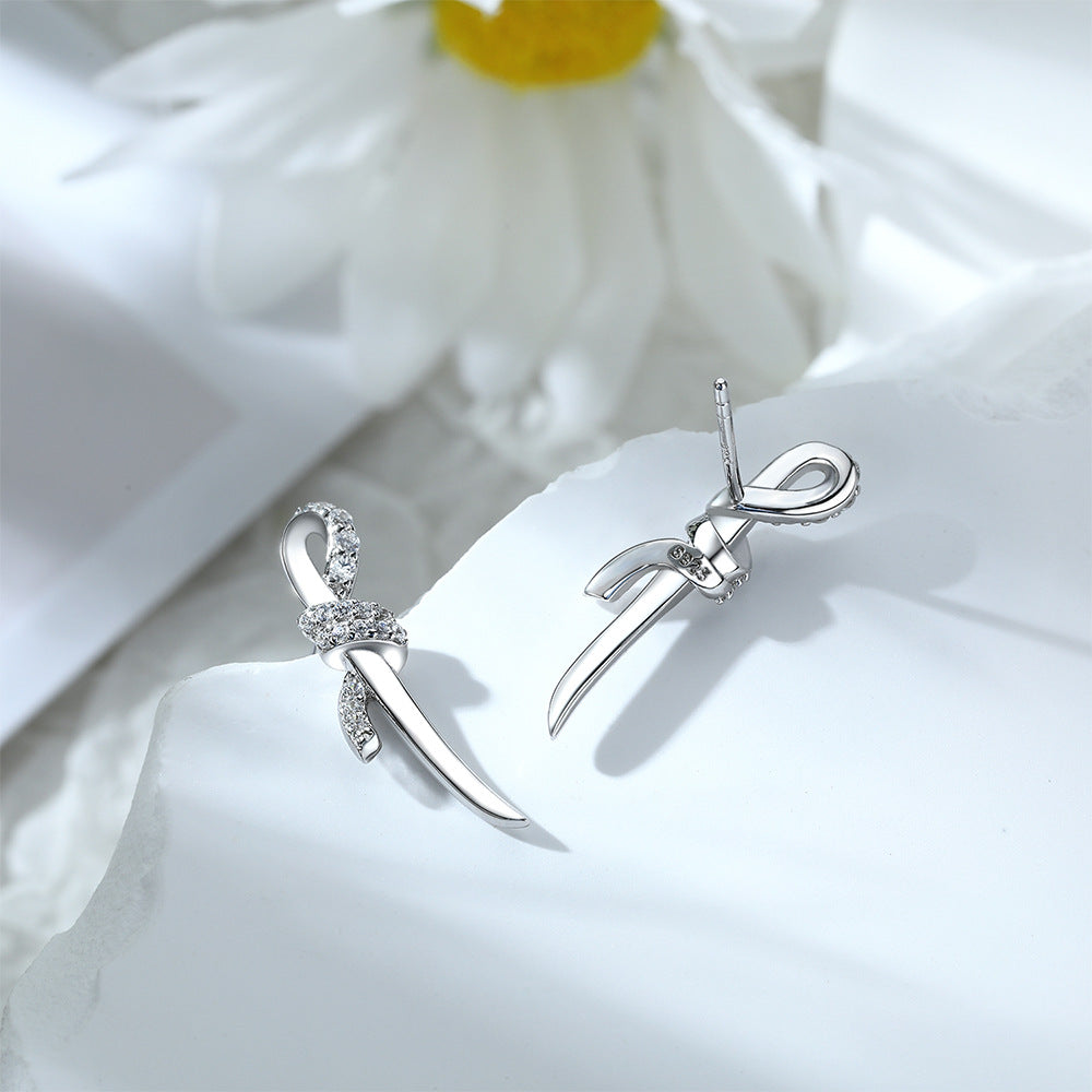 Zircon Knot Silver Studs Earrings for Women