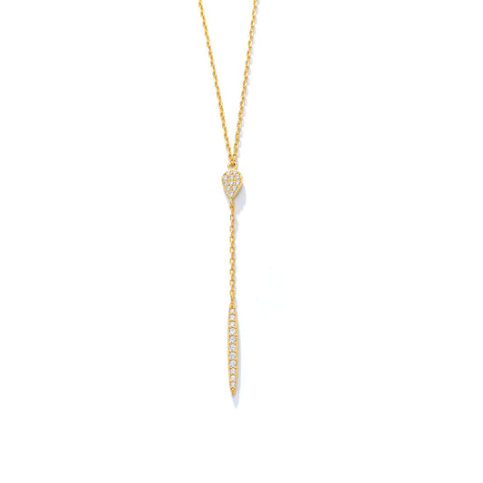 Long Tassel with Zircon Pendant Sterling Silver Necklace for Women