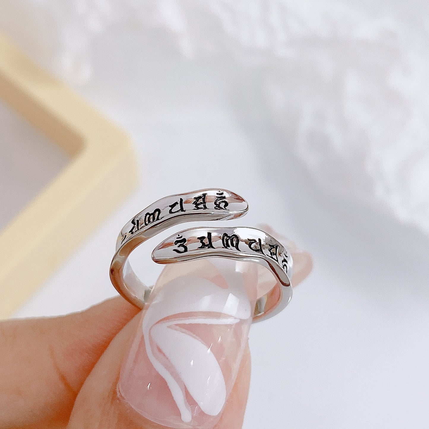 Character Pattern Silver Ring for Women