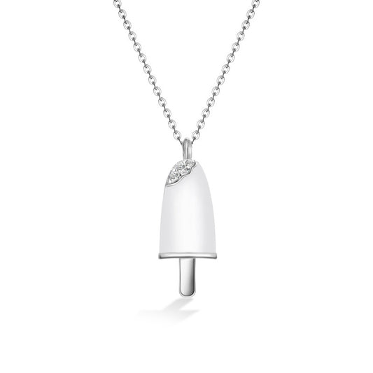 White Ice Stick with Zircon Pendant Silver Necklace for Women