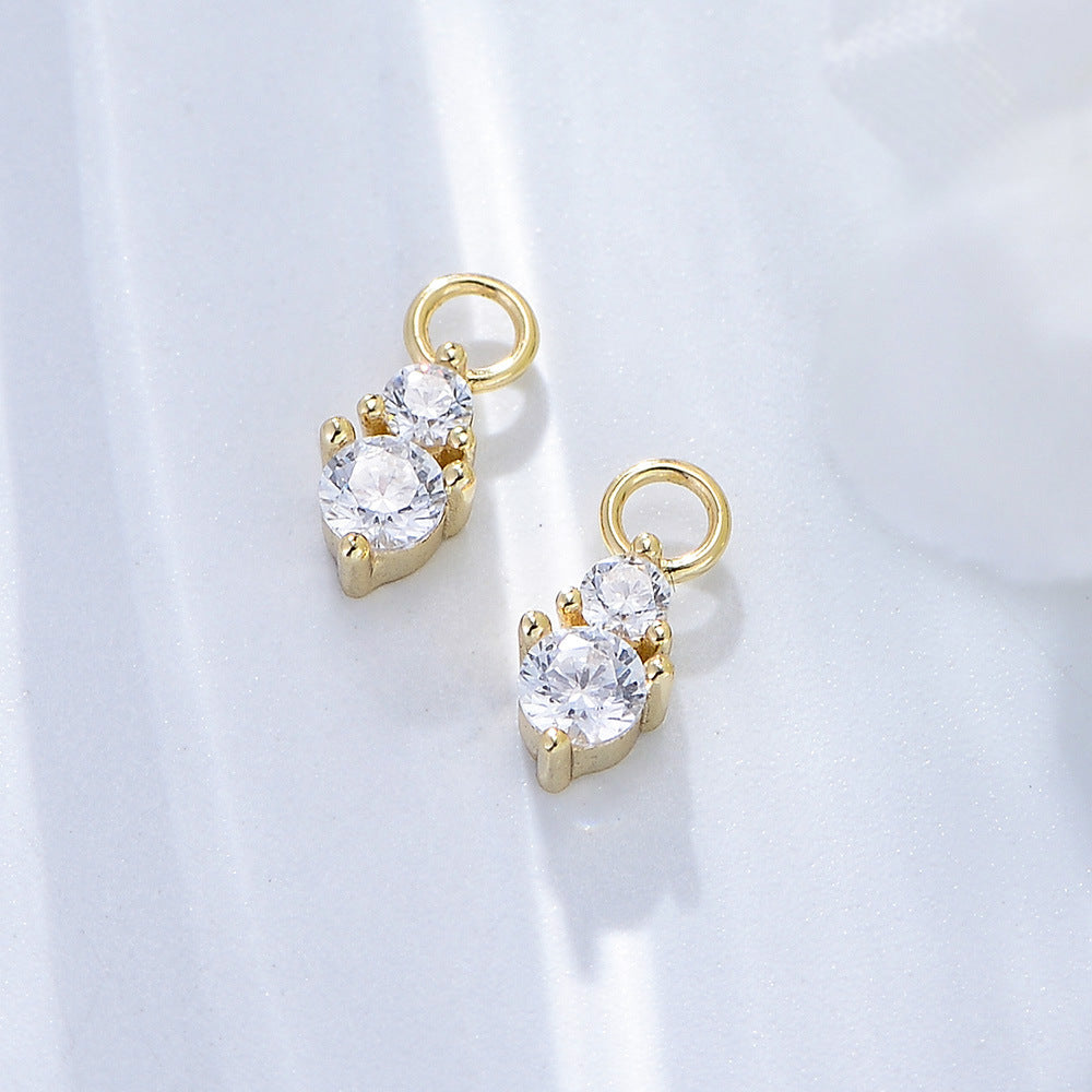 Two Zircon Pendant Silver Drop Earrings for Women