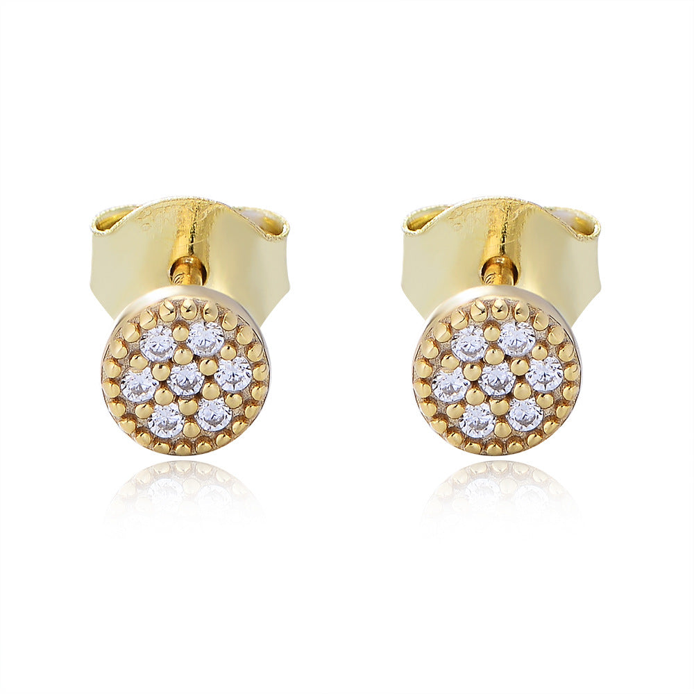 Mini Zircon Round Silver Studs Earrings for Women