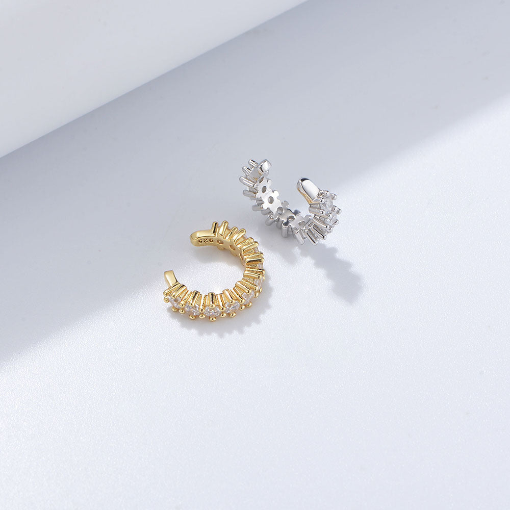 C-shaped Zircon Silver Ear Bone Clip Earring for Women