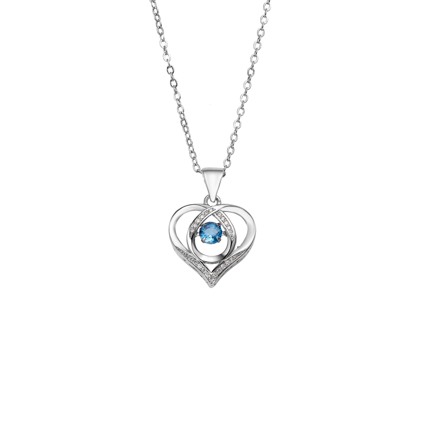 Peach Heart with Round Zircon Pendant Silver Necklace for Women