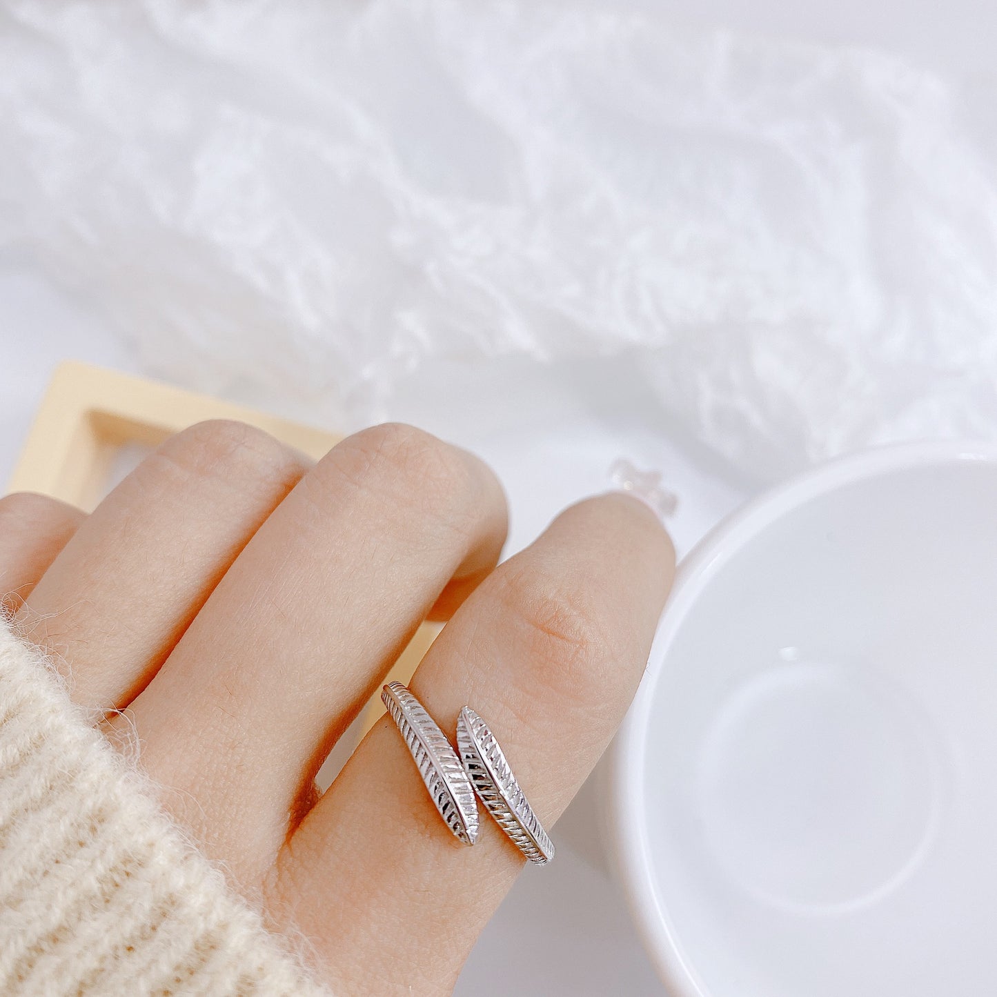 Feather Silver Ring for Women