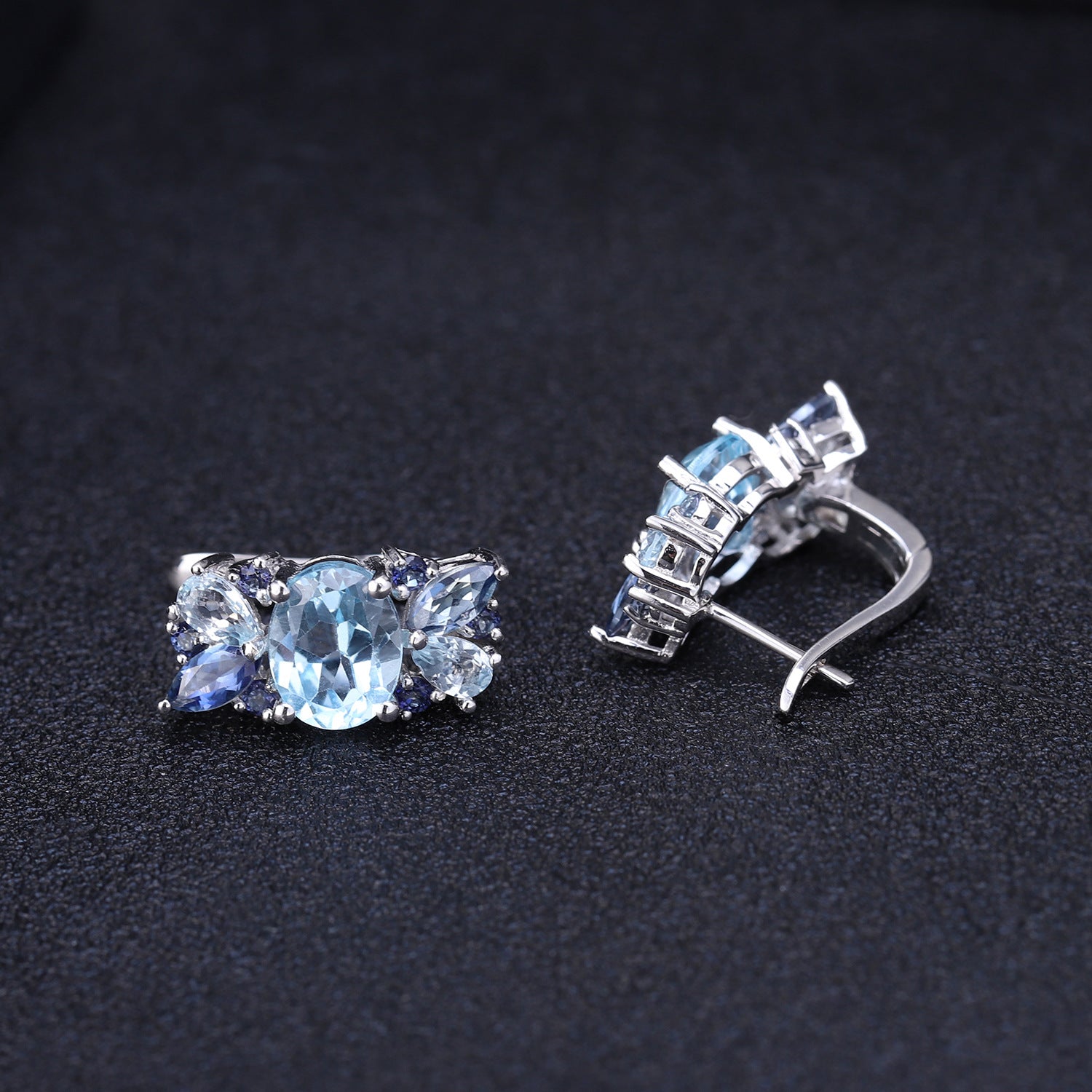 Natural Topaz Special Rectangel Silver Studs Earrings for Women