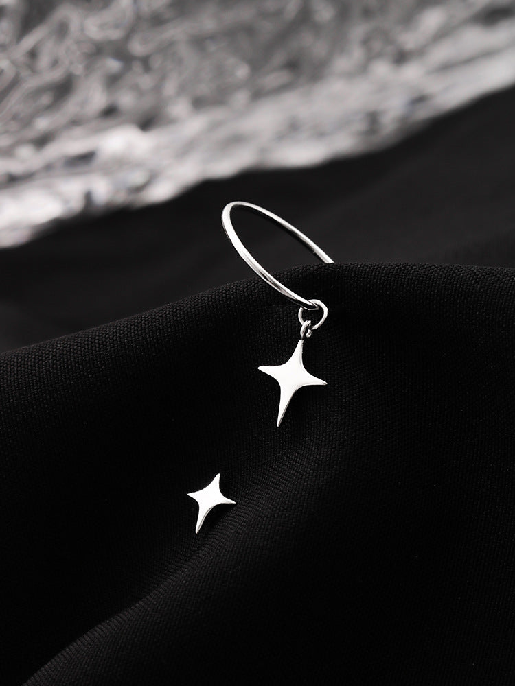 Starlight Asymmetric Silver Hoop Earrings for Women