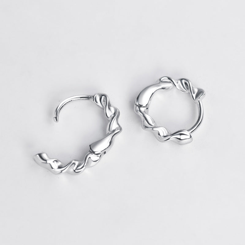 Spiral Shape Silver Hoop Earrings for Women