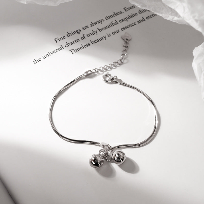 Small Bell Ball Silver Bracelet for Women