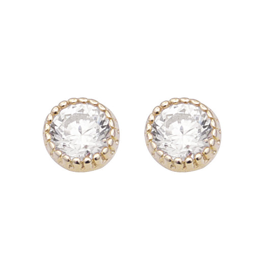 Small Round Zircon Silver Studs Earrings for Women