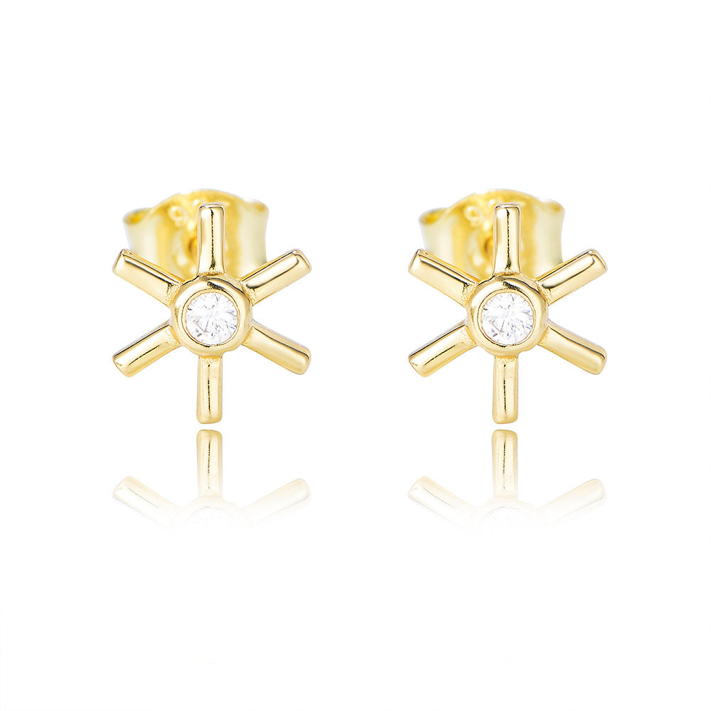 Helm with Zircon Silver Studs Earrings for Women