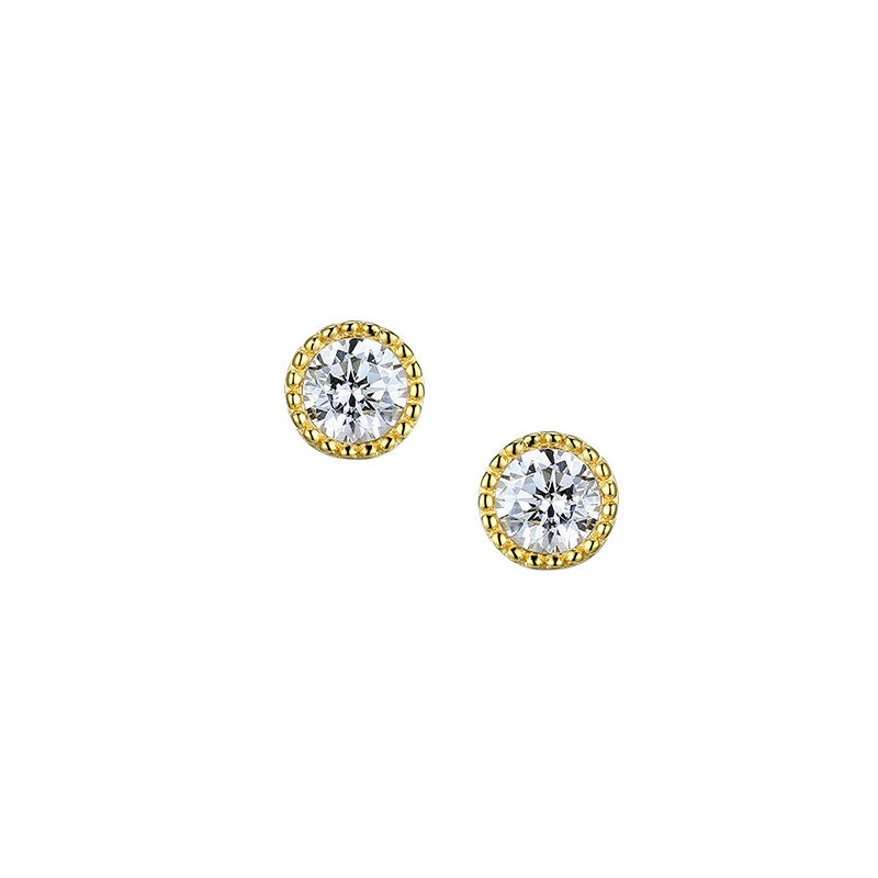 Round Zircon Silver Studs Earrings for Women