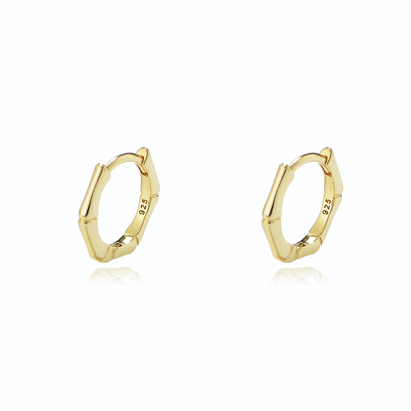 Stylish Bamboo Design Silver Hoop Earrings for Women