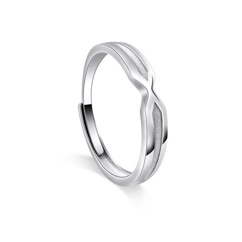 X Cross Silver Couple Ring