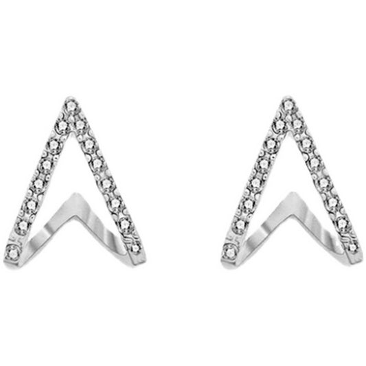 Zircon Triangular Love Shape Silver Studs Earrings for Women