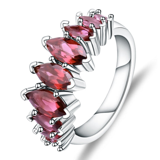 Luxurious Natural Rose Pomegranate Ring for Women, with s925 Silver