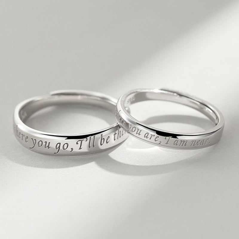 Letter Silver Couple Ring for Women