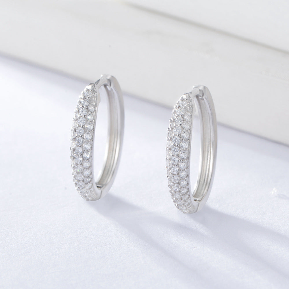 Zircon Circle Silver Studs Earrings for Women