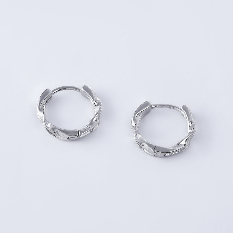 Double Layer Mobius Wave Silver Hoop Earrings for Women