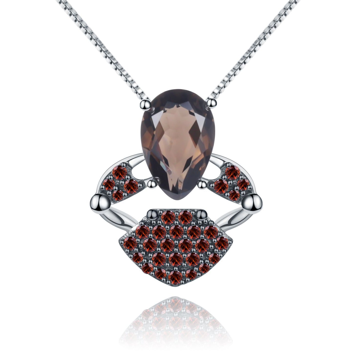 Luxury Design Natural Colourful Gemstone Little Crab Pendant Silver Necklace for Women