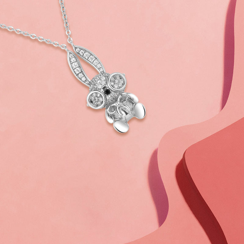 Zircon Bunny  Silver Necklace for Women