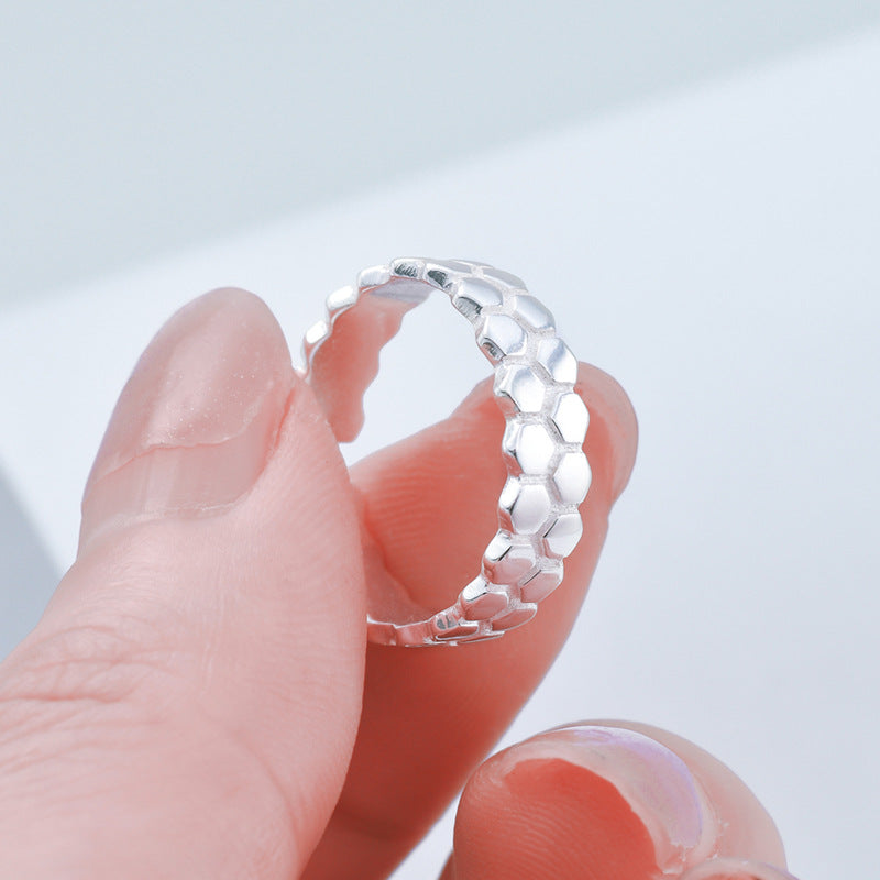 Honeycomb Silver Ring for Women