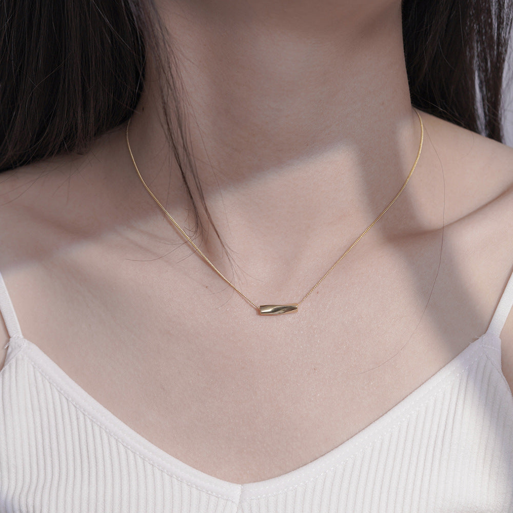 (Two Colours) Horizontal Bar Pendants 925 Silver Collarbone Necklace for Women