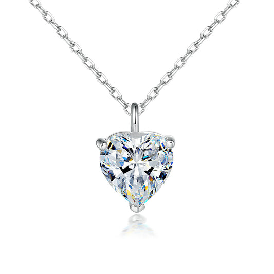 Heart Zircon Pendant Silver Necklace for Women