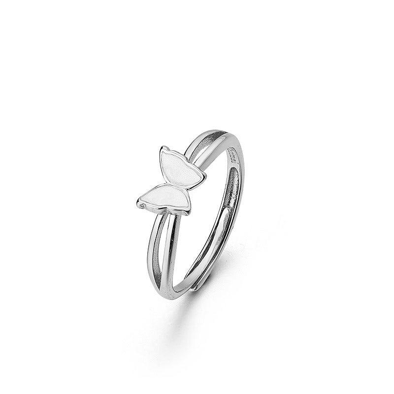 Mother of Pearl Butterfly Silver Ring for Women