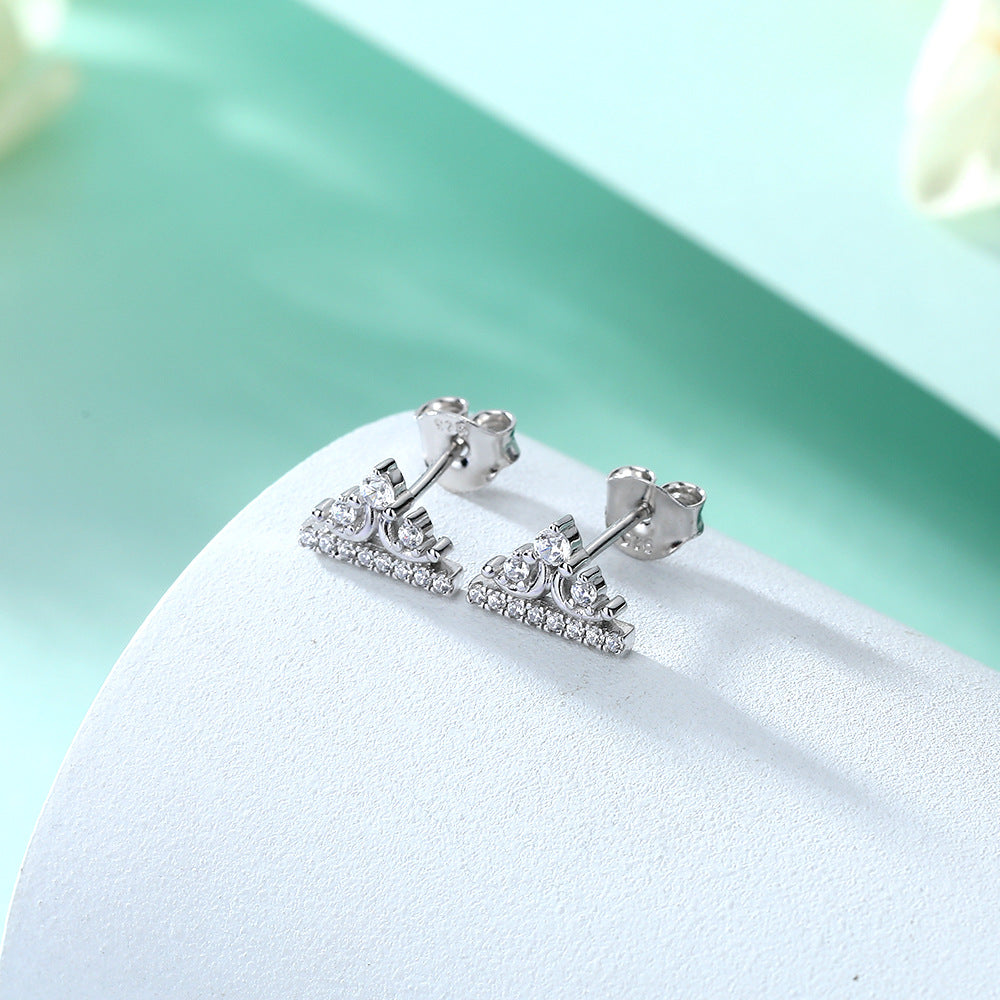 Zircon Crown Silver Studs Earrings for Women