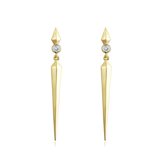 Long Cone with Zircon Silver Drop Earrings for Women