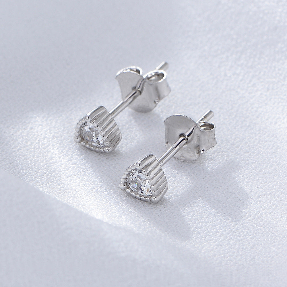 Mini Triangular Zircon Silver Studs Earrings for Women