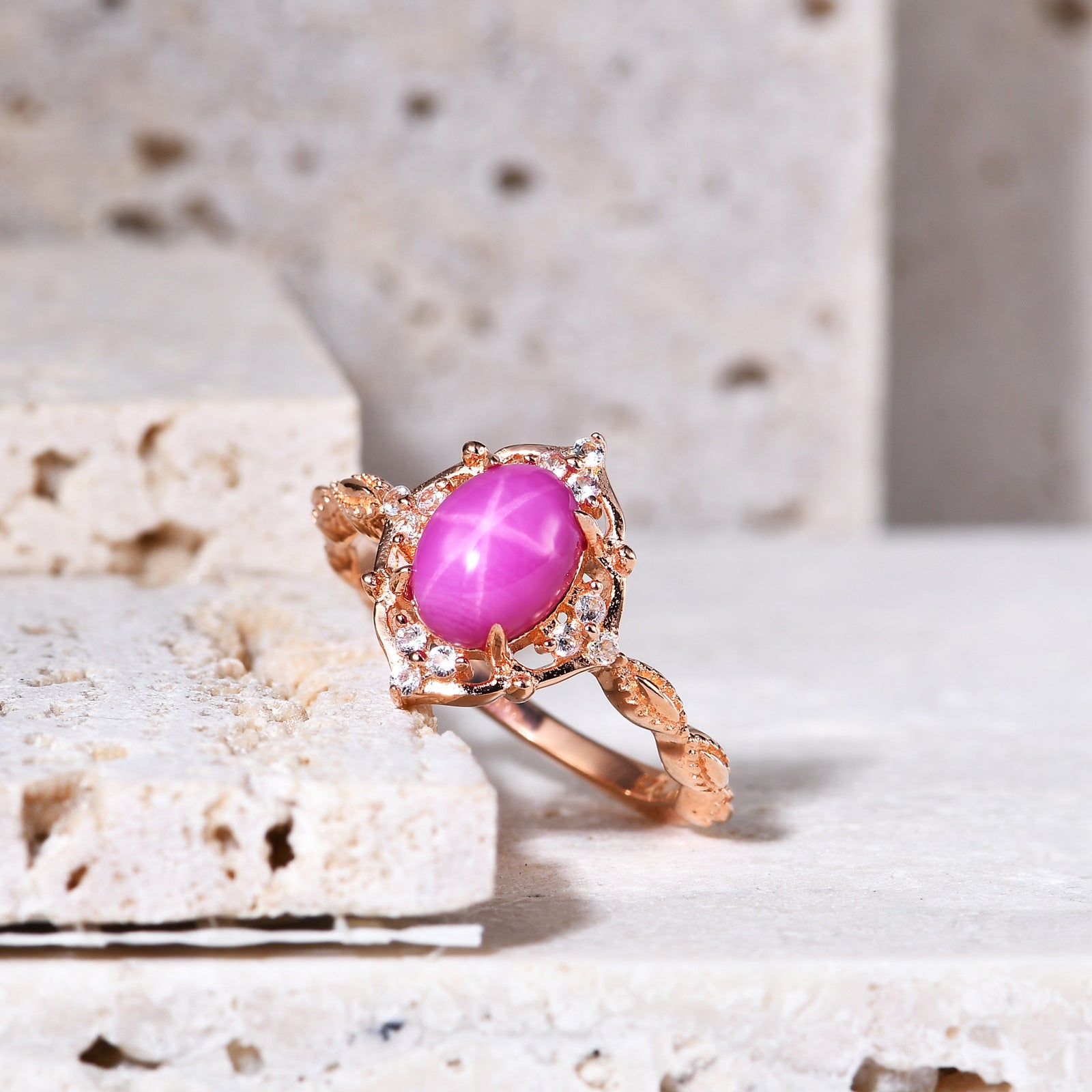 Fashion colorful gemstone women ring factory pink