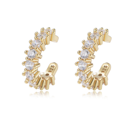 C-shaped Zircon Silver Ear Bone Clip Earring for Women