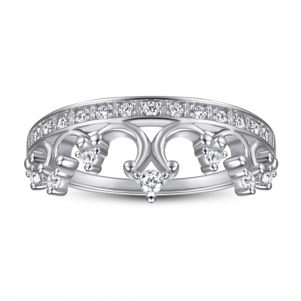 Crown with Zircon Silver Ring for Women