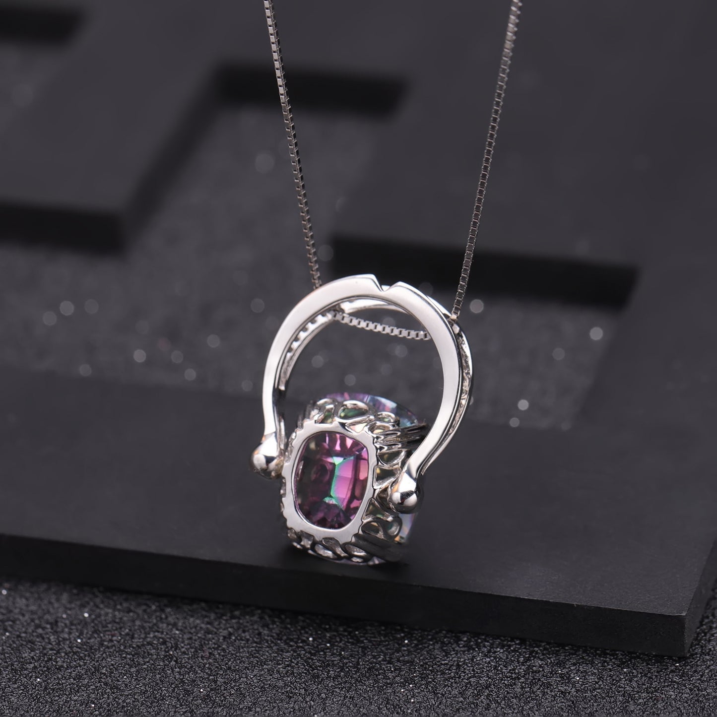 Europen Retro Banquet Jewelry with Ornaments Inlaid with Colourful Crystal Pendant Sterling Silver Necklace for Women