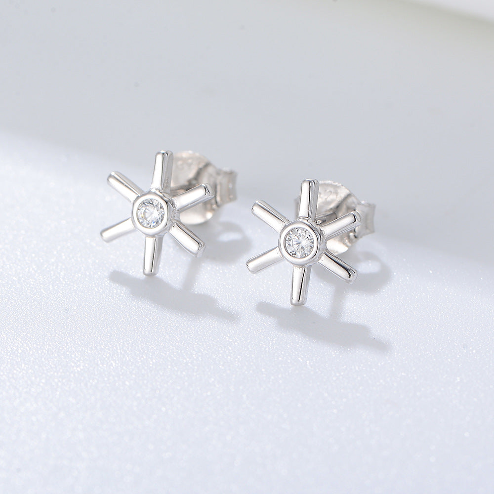 Helm with Zircon Silver Studs Earrings for Women