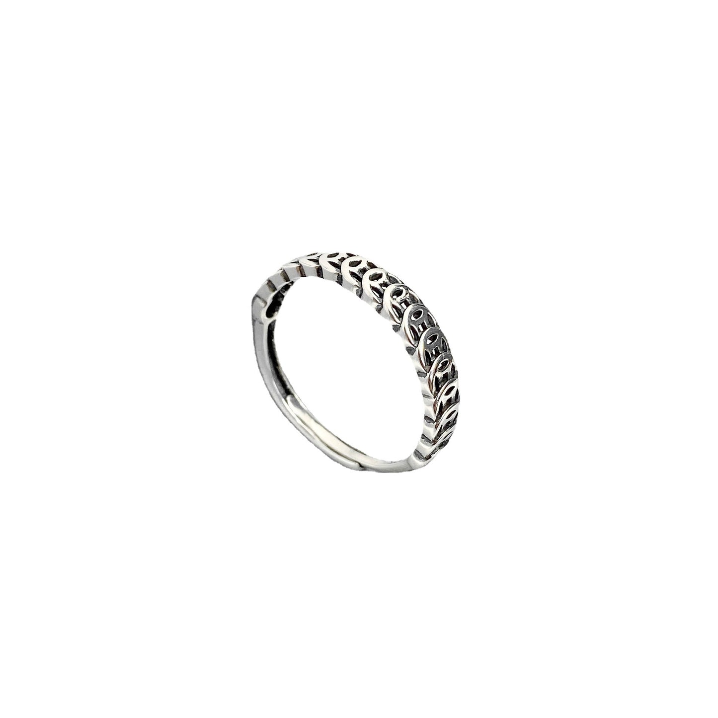 Beading Fortune Coins Silver Ring for Women