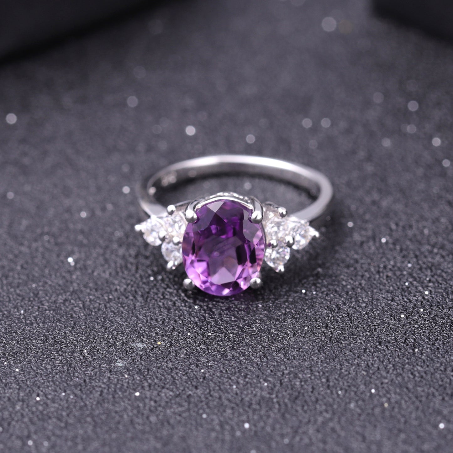 Luxury Natural Color Amethyst S925 Silver Ring for Women