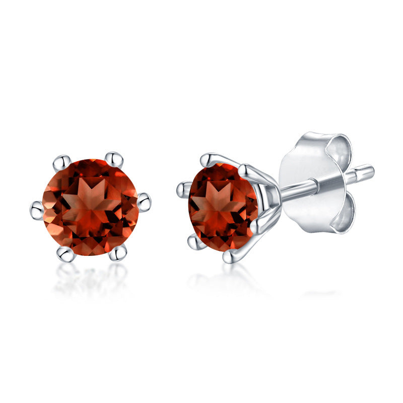 Round Cut Sterling Silver Studs for Women