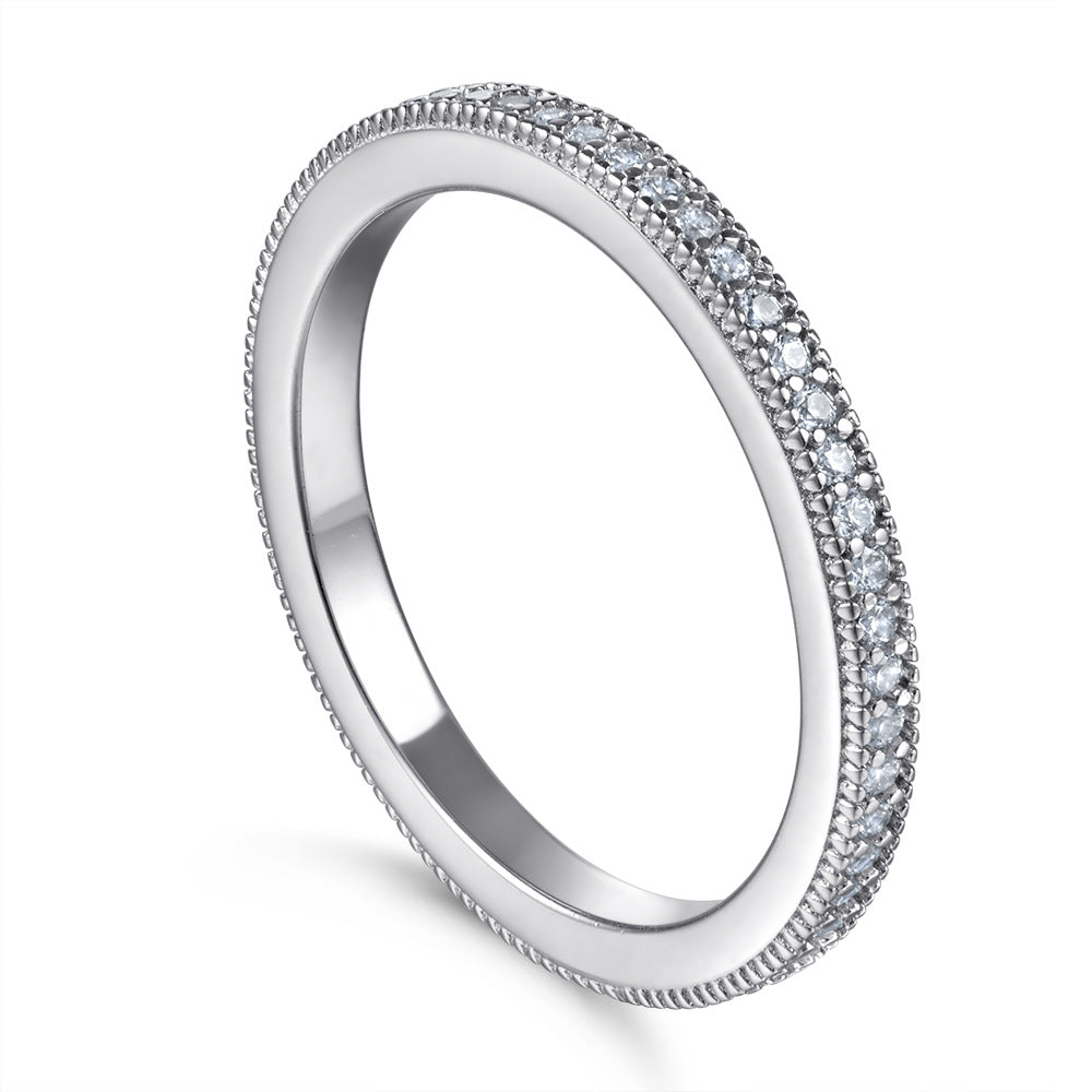 Full Zircon Eternity Silver Ring for Women