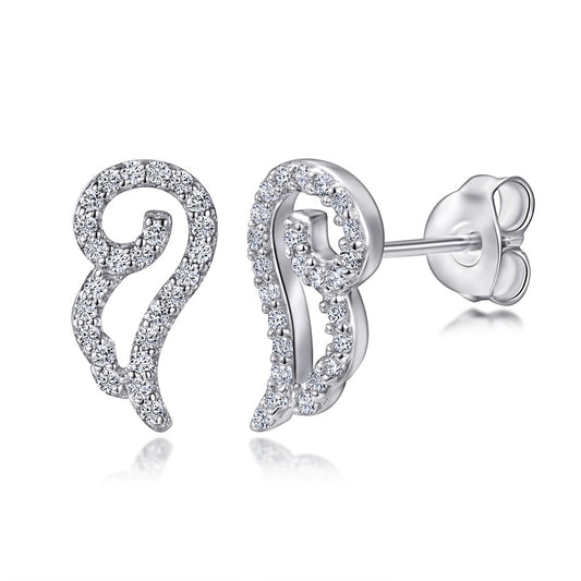 Zircon Angel Wing Silver Studs Earrings for Women