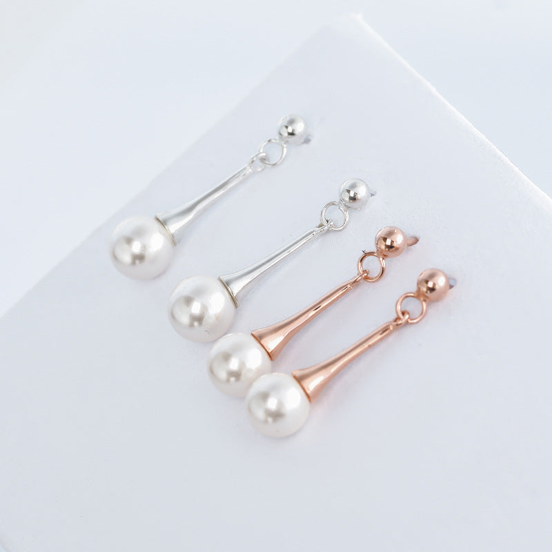 Drop Shape with Pearl Silver Drop Earrings for Women