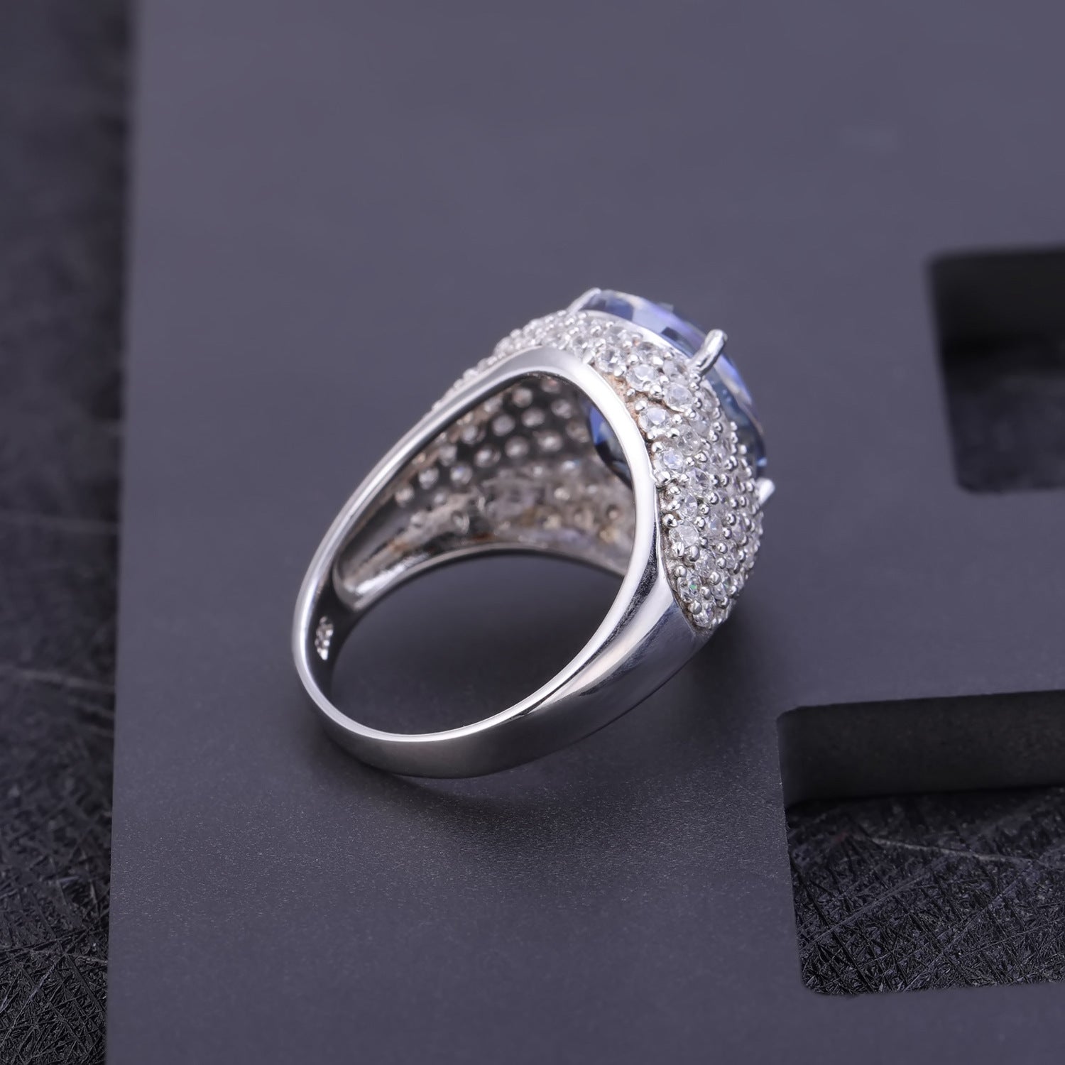 Advanced Crystal Luxurious Pear Drop Cathedral Silver Ring for Women