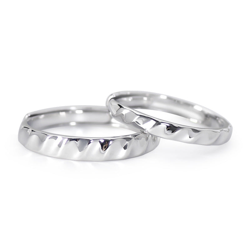 Wave Curved Face Silver Couple Ring