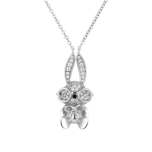 Zircon Bunny  Silver Necklace for Women