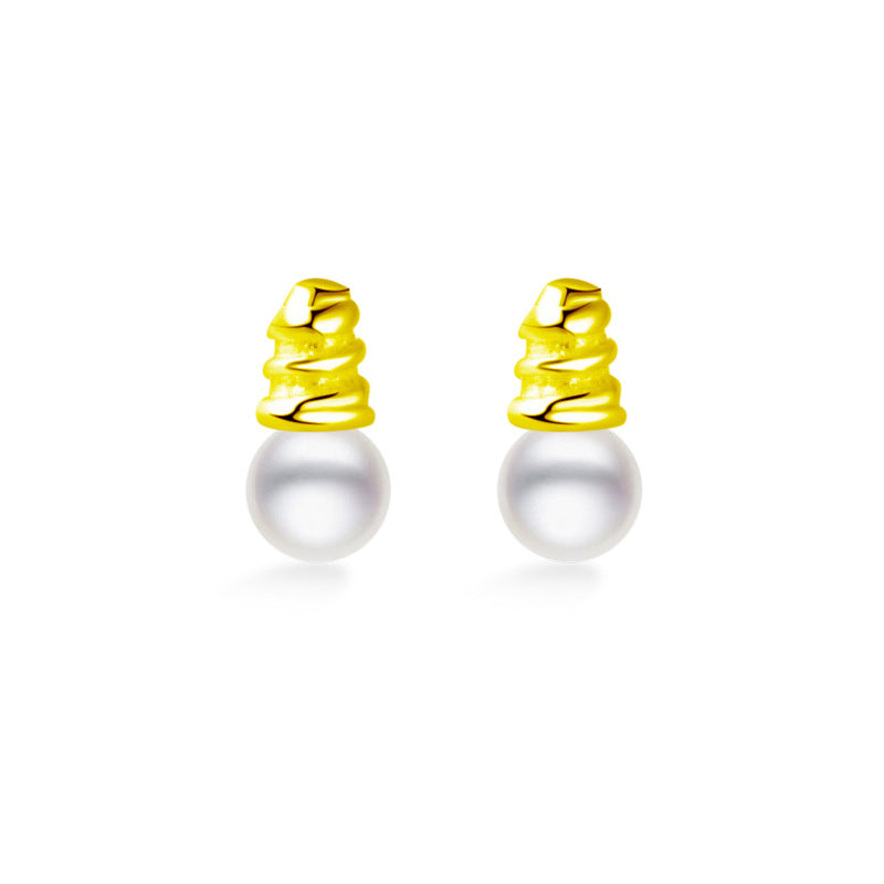 Little Bulb with Pearl Silver Stud Earrings for Women