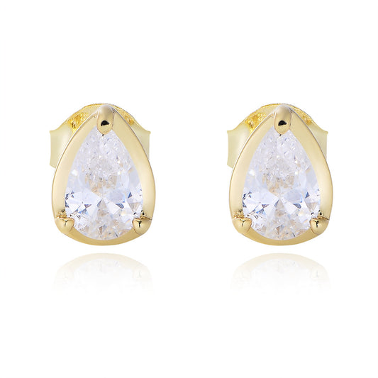 Pear Drop Zircon Silver Studs Earrings for Women