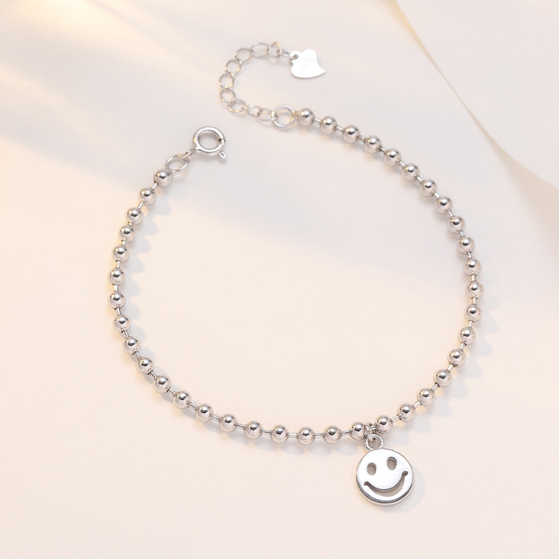 Smiley Face Beading Silver Bracelet for Women