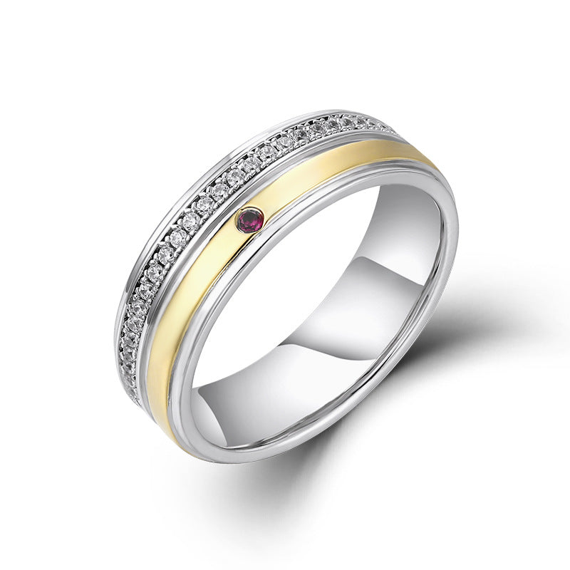 Full Zircon Assort Golden Wide Silver Ring for Women